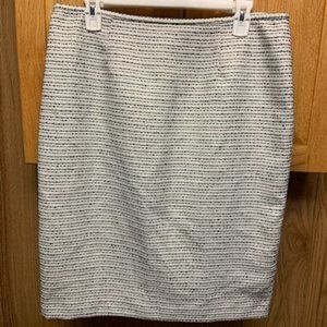 Calvin Klein white black striped nubby texture fully lined pencil skirt / sz. 12
